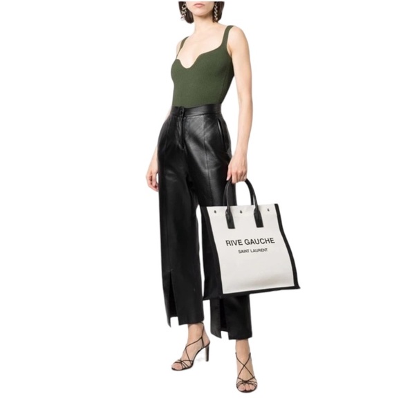 NWT Authentic Saint Laurent Rive Gauche Tote Bag in Greggio Nero! MSRP $1,995 - Picture 4 of 16